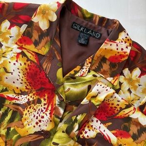 Vintage Silk Floral Tropical Blazer Jacket Size 8